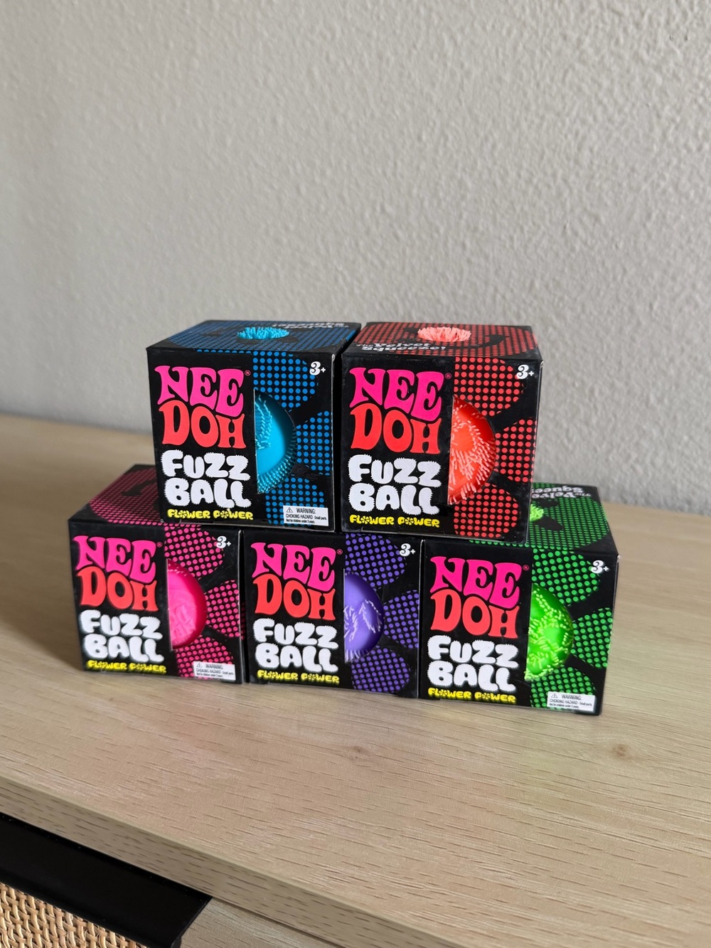 Nee Doh Flower Power Fuzz Ball- Complete set of 5